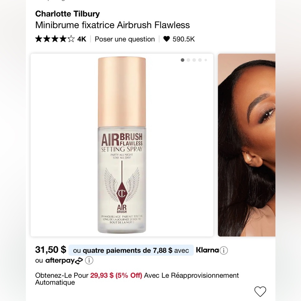 Charlotte Tilbury Airbrush Flawless Setting Spray - White and Silver